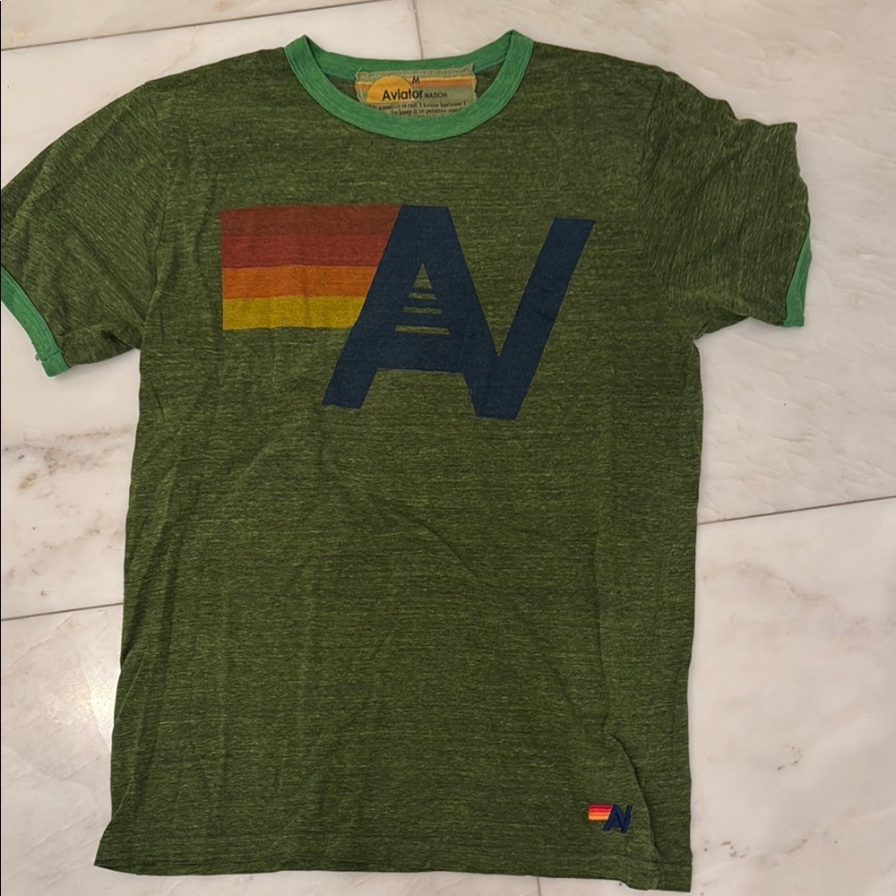 Green Aviator Nation T-Shirt with Logo
